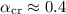 $\alpha_{\rm cr} \approx 0.4$
