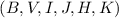 $(B,V,I,J,H,K)$