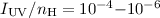 $I_{{\rm UV}}/n_{{\rm H}}=10^{-4}{-}10^{-6}$