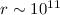 $r \sim 10^{11}$