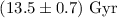 $(13.5\pm0.7)~\mathrm{Gyr}$