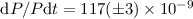 ${\rm d}P/P{\rm d}t=117(\pm3)\times10^{-9}$