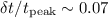 $\delta t/t_{\mathrm{peak}} \sim 0.07$