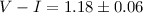 $V-I=1.18 \pm 0.06$