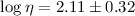 $\log\eta = 2.11 \pm 0.32$