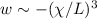 $w \sim - (\chi/L)^3$