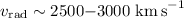 $v_{\rm rad}\sim 2500{-}3000~{\rm km\,s}^{-1}$