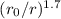 $(r_0/r)^{1.7}$