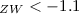 $_{ZW}<-1.1$