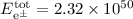 $E_{\rm e^\pm}^{\rm tot} = 2.32\times 10^{50}$