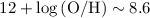 $12 + \log \mathrm{(O/H)} \sim8.6$