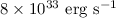 $8\times10^{33}~{\rm erg~s^{-1}}$