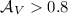 $\mathcal{A}_V>0.8$