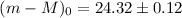 $(m-M)_0=24.32\pm0.12$