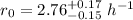 $r_0=2.76_{-0.15}^{+0.17}~h^{-1}$