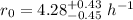 $r_0=4.28_{-0.45}^{+0.43}~h^{-1}$