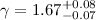 $\gamma=1.67_{-0.07}^{+0.08}$