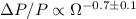$\Delta P/P \propto \Omega^{-0.7 \pm 0.1}$