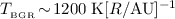 $T_{_{\rm BGR}}\!\sim\! 1200~{\rm K}[R/{\rm AU}]^{-1}$