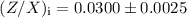 $(Z/X)_{\mathrm{i}}=0.0300 \pm 0.0025$