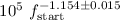 $10^5~f_{\rm start}^{-1.154\pm 0.015}$