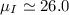 $\mu_I \simeq 26.0$