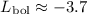 $L_{\rm bol}\approx -3.7$
