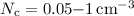 $N_{\rm c}= 0.05{-}1\,{\rm cm^{-3}}$
