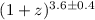$(1+z)^{3.6\pm0.4}$