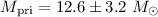 $M_{\rm pri} = 12.6 \pm 3.2~M_{\sun}$