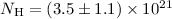 $N_{\rm H}=(3.5\pm1.1)\times10^{21}$