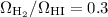$\Omega_{{\rm H}_{\rm 2}}/\Omega_{\rm HI} = 0.3$