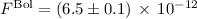 $F^{\rm{Bol}}=(6.5\pm 0.1)\,\times\,10^{-12}$