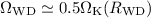 $\Omega _{\rm WD} \simeq 0.5 \Omega_{\rm K}(R_{\rm WD})$