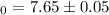 $_0=7.65\pm0.05$