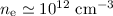 $n_{\rm e}\simeq 10^{12}~{\rm cm}^{-3}$