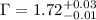 $\Gamma = 1.72^{+0.03}_{-0.01}$