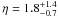 \hbox{$\eta = 1.8^{+1.4}_{-0.7}$}