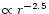 $\propto {r}^{-2.5}$