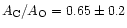 $A_{\rm C}/A_{\rm O} = 0.65 \pm 0.2$