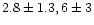 $2.8 \pm 1.3, 6 \pm 3$