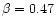 $\beta = 0.47$