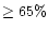 $\geq 65\%$