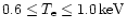 $0.6\le T_{\rm e} \le 1.0\,{\rm keV}$