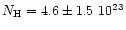 $N_{\rm H}=4.6\pm 1.5~10^{23}$
