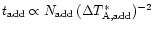 $t_{\rm add}\propto N_{\rm add}\,(\Delta T_{\rm
A,add}^{\ast})^{-2}$