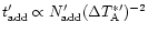 $t_{\rm add}^{\prime} \propto N_{\rm add}^{\prime}
(\Delta T_{\rm A}^{\ast \prime})^{-2}$