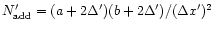 $N_{\rm add}^{\prime} = (a+2\Delta^{\prime})(b+2\Delta^{\prime})/
(\Delta x^{\prime})^2$