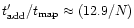 $t_{\rm add}^{\prime}/ t_{\rm map} \approx (12.9/N)$