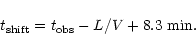 \begin{displaymath}t_{\rm shift} = t_{\rm obs} -L/V +8.3\ {\rm min}.
\end{displaymath}